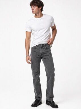 Levi’s 505 Straight Leg Jeans Washed Black Gray Relaxed Fit Casual Men 36x30